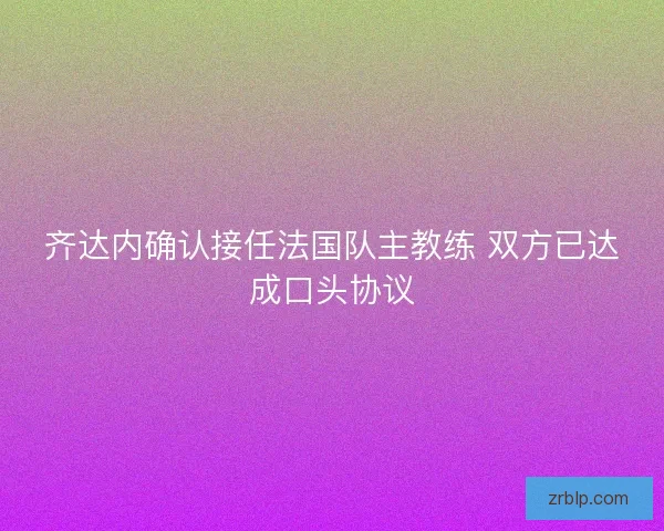 齐达内确认接任法国队主教练 双方已达成口头协议